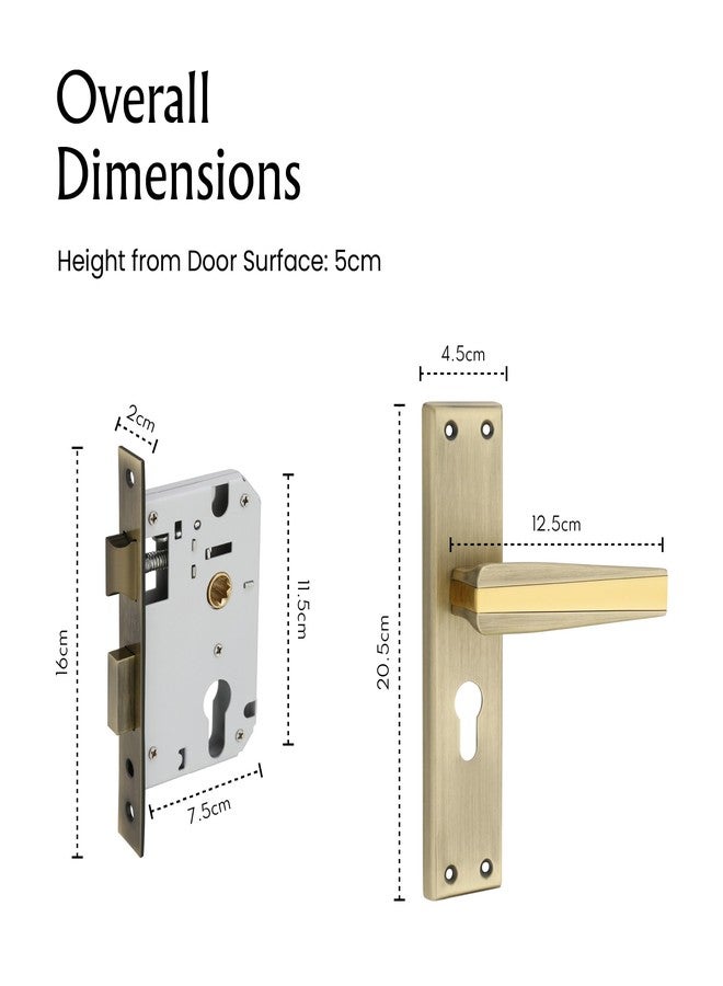 LAPO طقم مقبض باب رئيسي شديد التحمل من لابو، قفل باب نقر مع مفاتيح، أسطوانة 60 مم، جسم قفل 45 × 50 مم - مثالي للمنزل، غرفة النوم، المكتب، الفندق (تشطيب عتيق، ضمان 3 سنوات) CY-305 - Image 2